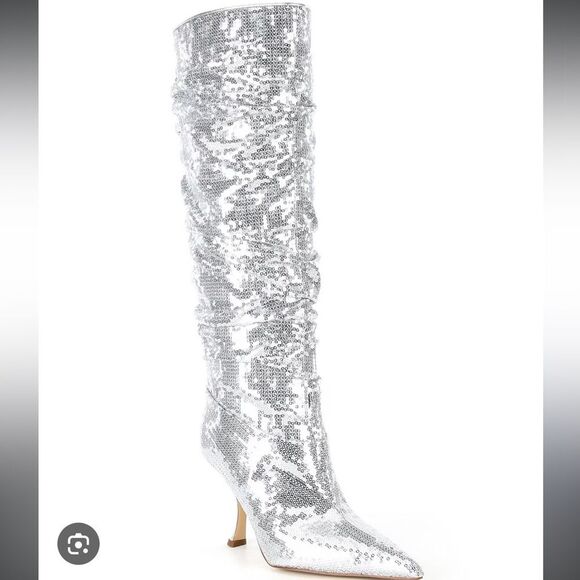 NWT Michael Kors Silver Sequin Scrunch Boot size 8 - Picture 3 of 5